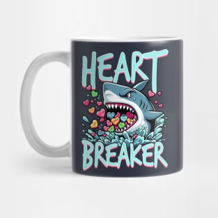 Heartbreaker shark eating hearts Valentine's Day Mug